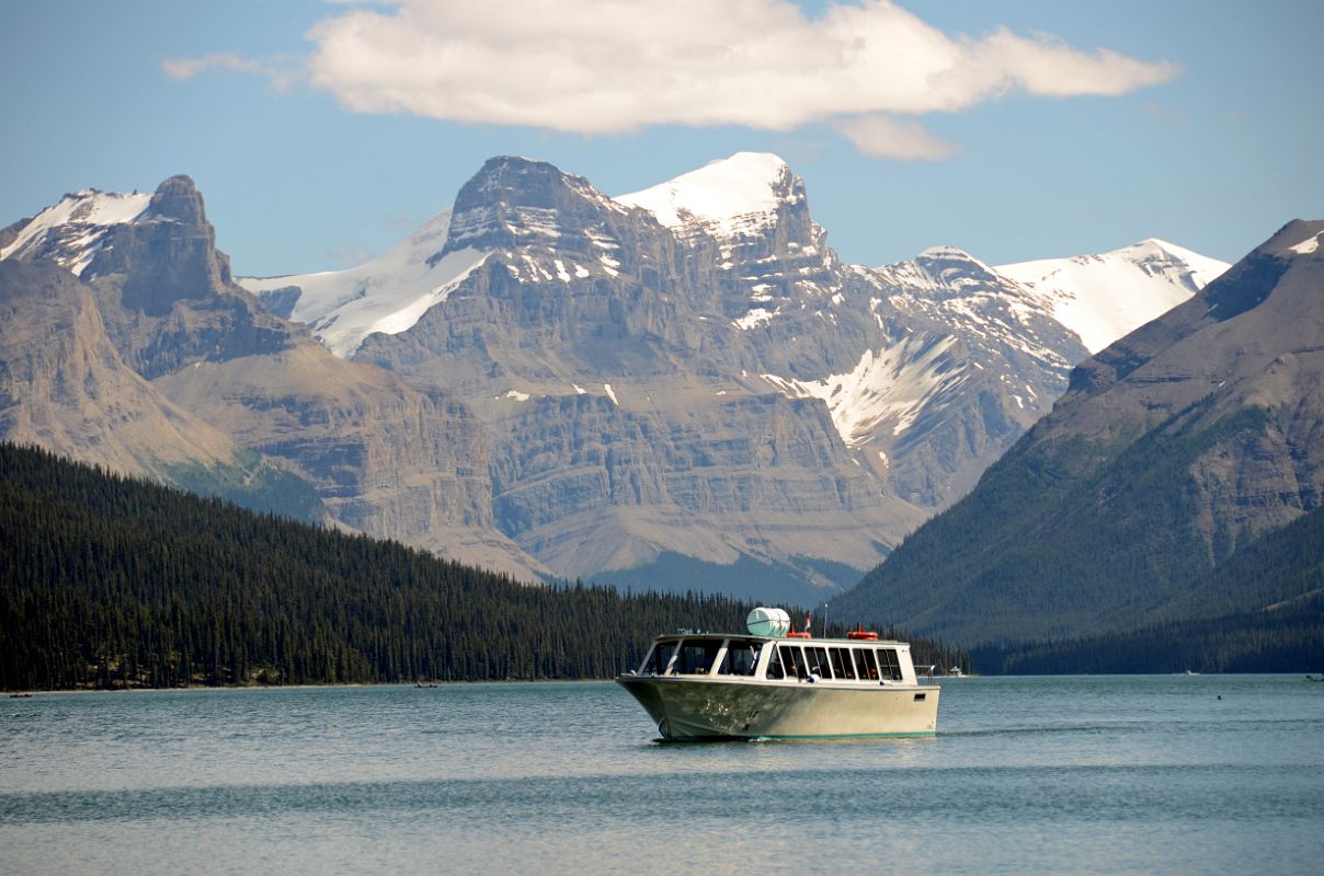 06 Scenic Tour Boat On Moraine Lake With Mount Paul, Monkhead Mountain, Mount Warren, Valad Peak, Mount Henry MacLeod Near Jasper